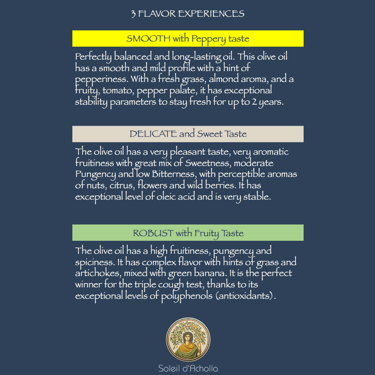 Soleil d'Acholla – Huile d'Olive Extra Vierge Onctueuse