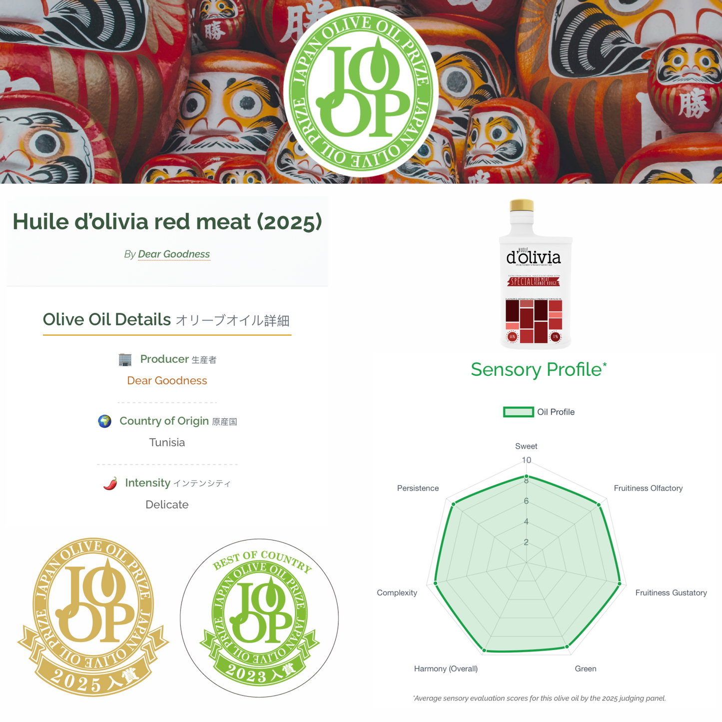 Huile dolivia – Special Red Meats - Gold Winner (US)