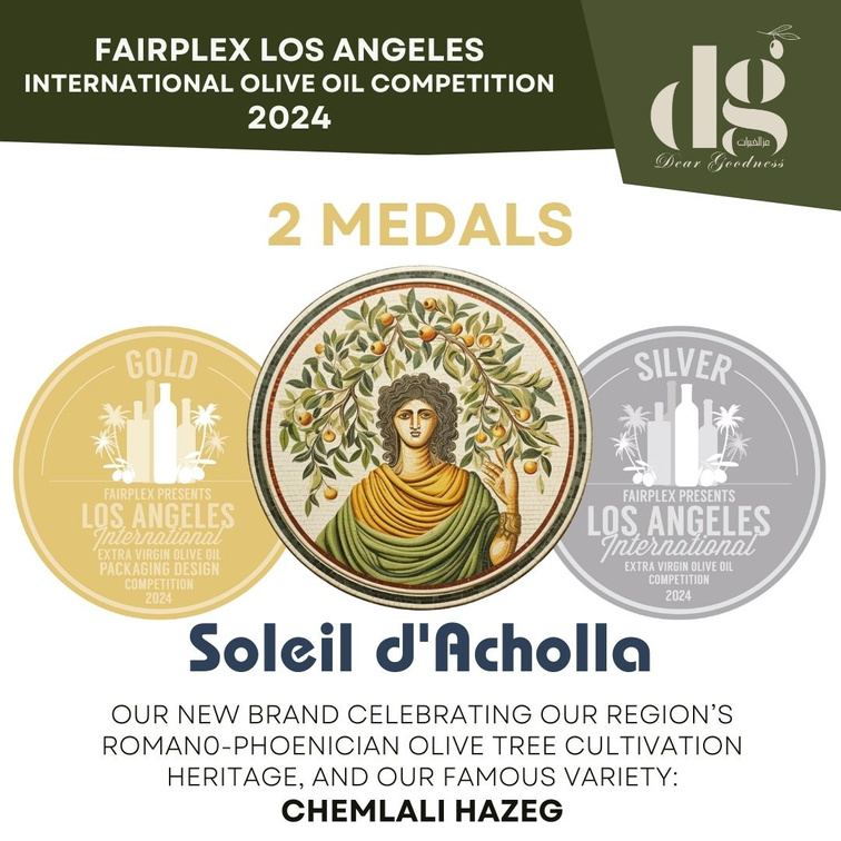 Gold and Silver Award in Los Angeles International Olive Oil Competition. February 2024.
Dear Goodness is a Premium Artisan Mill. Manufacturer, Supplier and Exporter of Premium olive oil. Premium Bulk Olive Oil. Premium Bottled Olive Oil